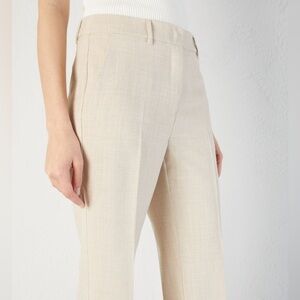 St.John Collection Womens Pleated Front Straight Leg Beige Trousers Size 2